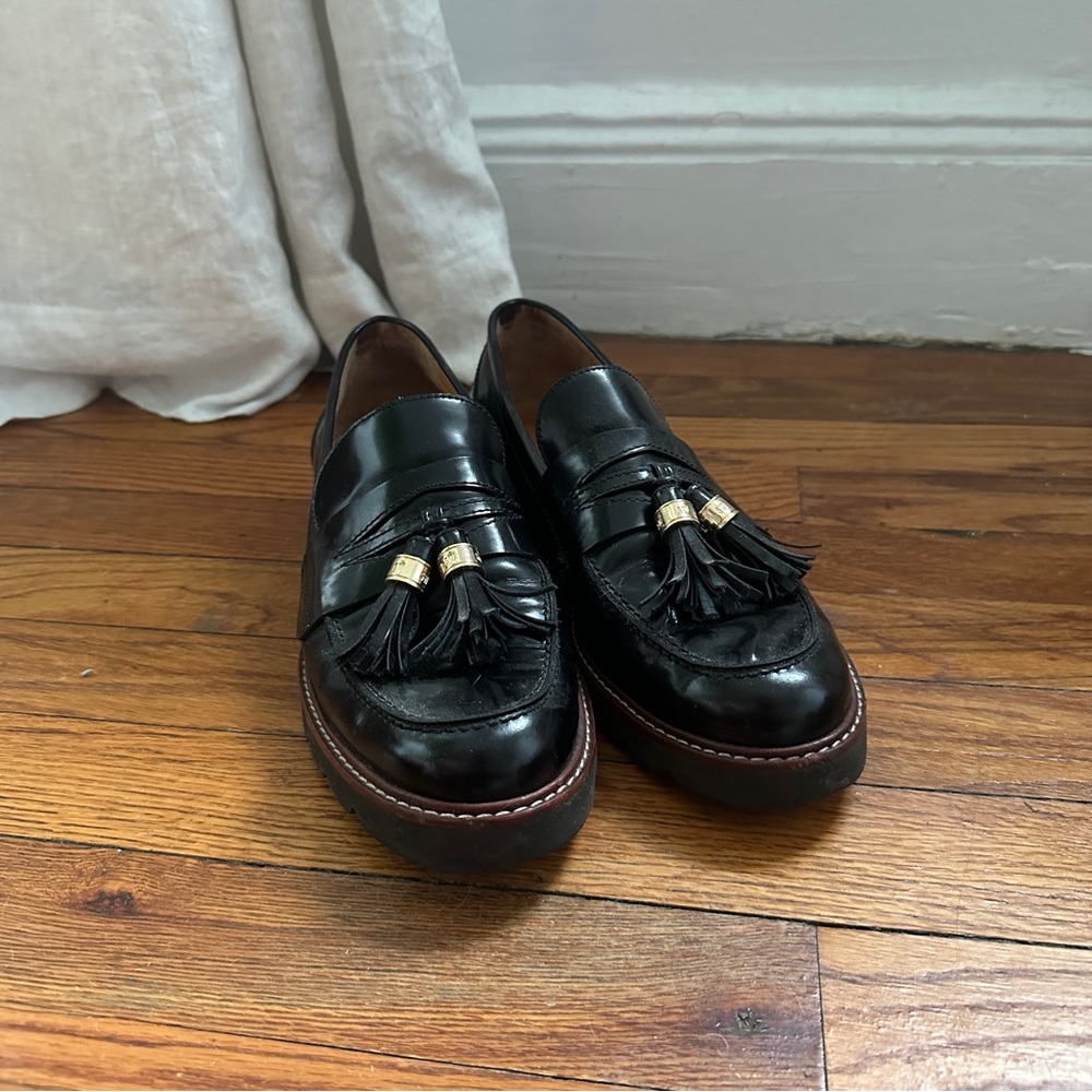 Stuart Weitzman Black Tassel Loafers